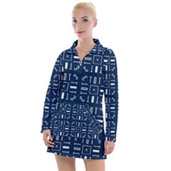 Background Blue Women s Long Sleeve Casual Dress