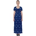 Background Blue High Waist Short Sleeve Maxi Dress View1