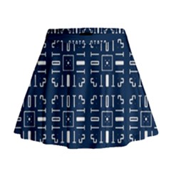 Background Blue Mini Flare Skirt