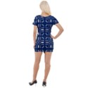 Background Blue Short Sleeve Asymmetric Mini Dress View2