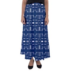 Background Blue Flared Maxi Skirt