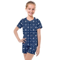 Background Blue Kids  Mesh Tee And Shorts Set