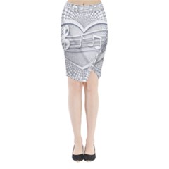 Circle Music Midi Wrap Pencil Skirt