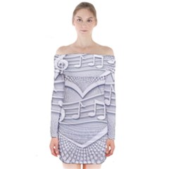 Circle Music Long Sleeve Off Shoulder Dress