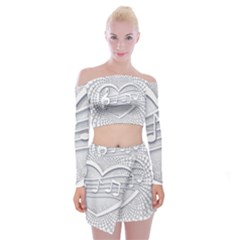 Circle Music Off Shoulder Top With Mini Skirt Set by HermanTelo