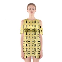 Background Yellow Shoulder Cutout One Piece Dress by HermanTelo