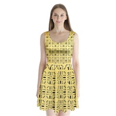 Background Yellow Split Back Mini Dress 