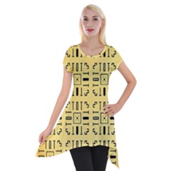 Background Yellow Short Sleeve Side Drop Tunic