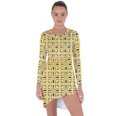 Background Yellow Asymmetric Cut-out Shift Dress by HermanTelo