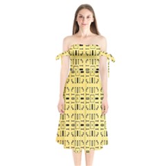 Background Yellow Shoulder Tie Bardot Midi Dress