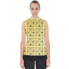 Background Yellow Mock Neck Shell Top