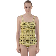 Background Yellow Twist Front Tankini Set