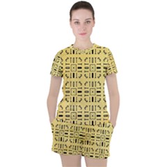 Background Yellow Women s Tee And Shorts Set