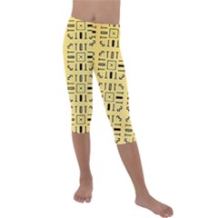 Background Yellow Kids  Lightweight Velour Capri Leggings 