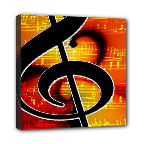 Clef Music Lines Notenblatt Mini Canvas 8  X 8  (stretched) by HermanTelo