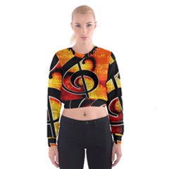 Clef Music Lines Notenblatt Cropped Sweatshirt by HermanTelo