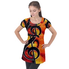 Clef Music Lines Notenblatt Puff Sleeve Tunic Top by HermanTelo