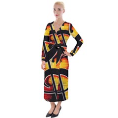 Clef Music Lines Notenblatt Velvet Maxi Wrap Dress