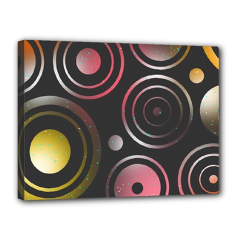 Circles Yellow Space Canvas 16  X 12  (stretched)