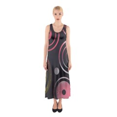 Circles Yellow Space Sleeveless Maxi Dress