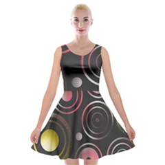 Circles Yellow Space Velvet Skater Dress by HermanTelo