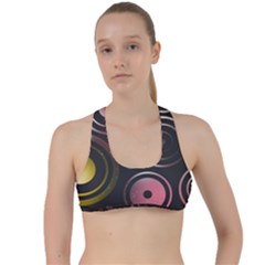 Circles Yellow Space Criss Cross Racerback Sports Bra