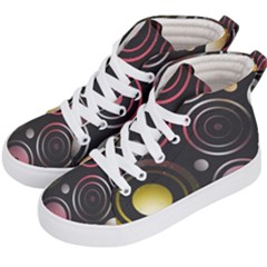 Circles Yellow Space Kids  Hi-top Skate Sneakers by HermanTelo