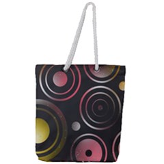 Circles Yellow Space Full Print Rope Handle Tote (large)