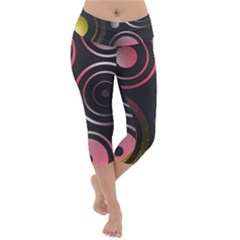 Circles Yellow Space Lightweight Velour Capri Yoga Leggings