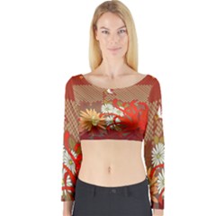 Abstract Flower Long Sleeve Crop Top