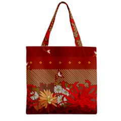 Abstract Flower Zipper Grocery Tote Bag by HermanTelo