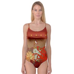 Abstract Flower Camisole Leotard 