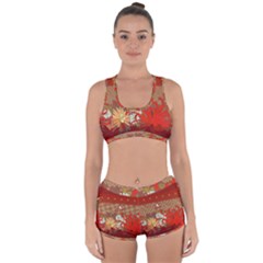 Abstract Flower Racerback Boyleg Bikini Set