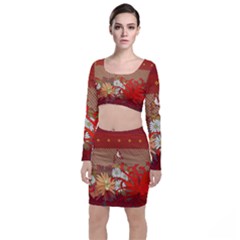 Abstract Flower Top And Skirt Sets