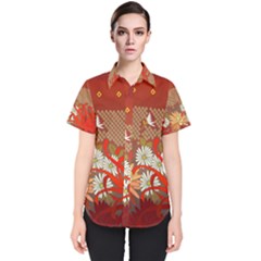 Abstract Flower Women s Short Sleeve Shirt