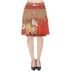 Abstract Flower Velvet High Waist Skirt