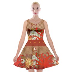 Abstract Flower Velvet Skater Dress