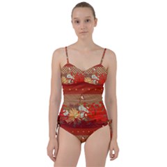 Abstract Flower Sweetheart Tankini Set