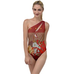 Abstract Flower To One Side Swimsuit