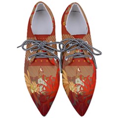 Abstract Flower Pointed Oxford Shoes