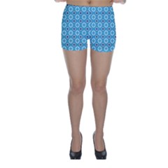 Blue Pattern Skinny Shorts