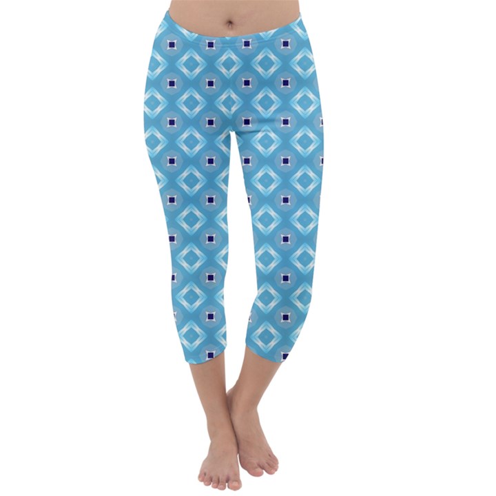 Blue Pattern Capri Winter Leggings 