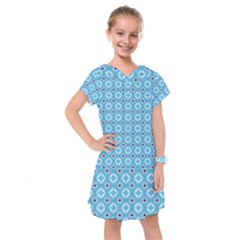 Blue Pattern Kids  Drop Waist Dress