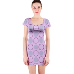 Circumference Point Pink Short Sleeve Bodycon Dress by HermanTelo