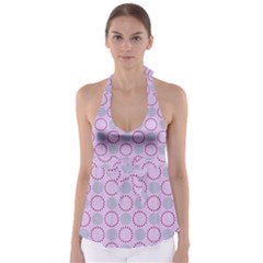 Circumference Point Pink Babydoll Tankini Top by HermanTelo