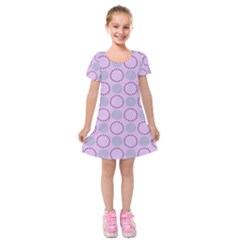 Circumference Point Pink Kids  Short Sleeve Velvet Dress