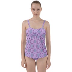 Circumference Point Pink Twist Front Tankini Set by HermanTelo