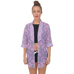 Circumference Point Pink Open Front Chiffon Kimono