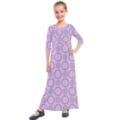 Circumference Point Pink Kids  Quarter Sleeve Maxi Dress