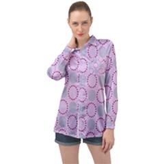 Circumference Point Pink Long Sleeve Satin Shirt